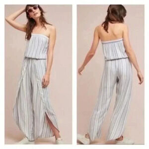 DREW Striped Linen Tulip Pant Strapless Jumpsuit‎ M
